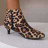 Leopard Low Heels Ankle Boots For Women 2025 Spring Autumn Point Toe Pumps Party Jazz Dance Footwear Shoes Ladies Large Size