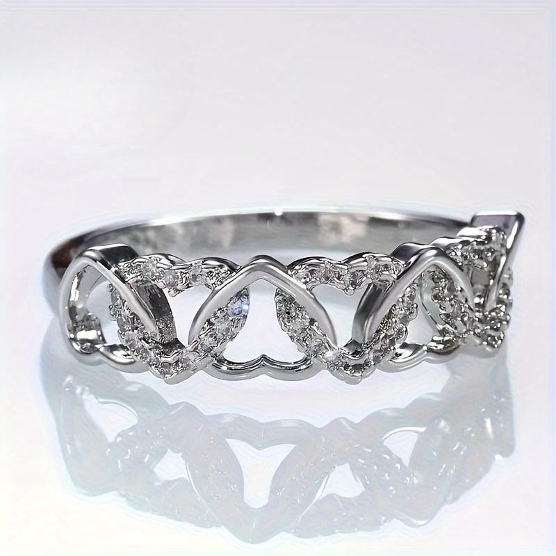 Herzförmiger Setring, Modisch und Kreativ, Liebe zum Umschlingen von Damenringen, Geeignet für tägliche Partys und Bankette