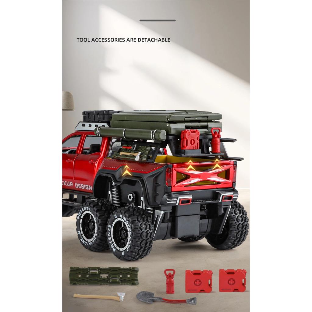 1/28 BENZ X-CLASS 6X6 Οχήματος Κάμπινγκ Εκτός Δρόμου Μοντέλο Αυτοκινήτου από Κράμα Ήχος και Φως Παιδικό Παιχνίδι Συλλεκτικά Δώρο Γενεθλίων