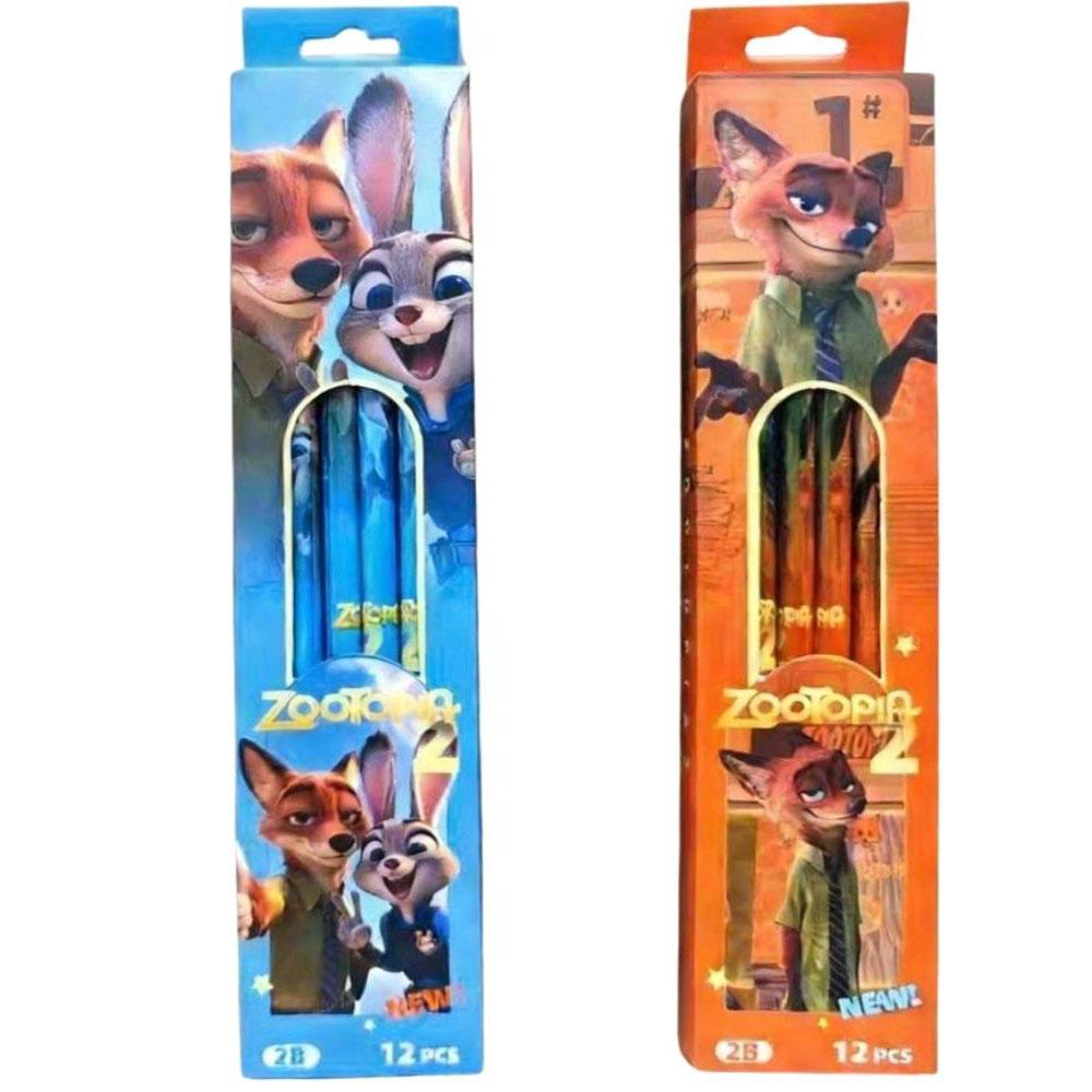 Zootopia 2 12-Pack 2B Pencils, Judy & Nick Cartoon Stationery, Back-To-School & Party Favor Gift