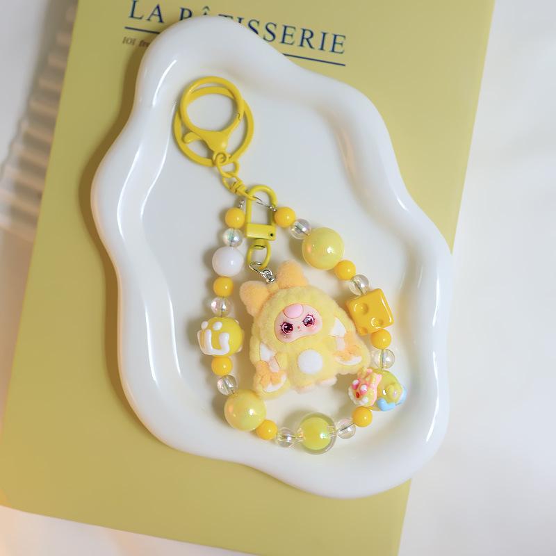 Baby Mini Three Flocking Keychain Trendy Figures Key Chain Cute Kawaii Dora Wendy Doll Keyring Bag Charms Christmas Gifts