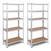 Galvanized Metal Shelving Unit Pack 2 180x90x40cm Storage 5 Adjustable MDF Shelves, Boltless Assembly Use Garage Office Pantry The HomeWeeks