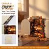 Autumn Theme Fairy Tale Ornaments Elf Wooden Door Halloween Decor, 2D Mouse Miniature Wall Waterproof Fall Home Decorations Hanging, Rustic