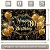 1 Pancarta Decorada Feliz Cumpleaños - Tema Aniversario 80 Negro Dorado adecuada para todas las ocasiones/celebraciones festivas/adultos