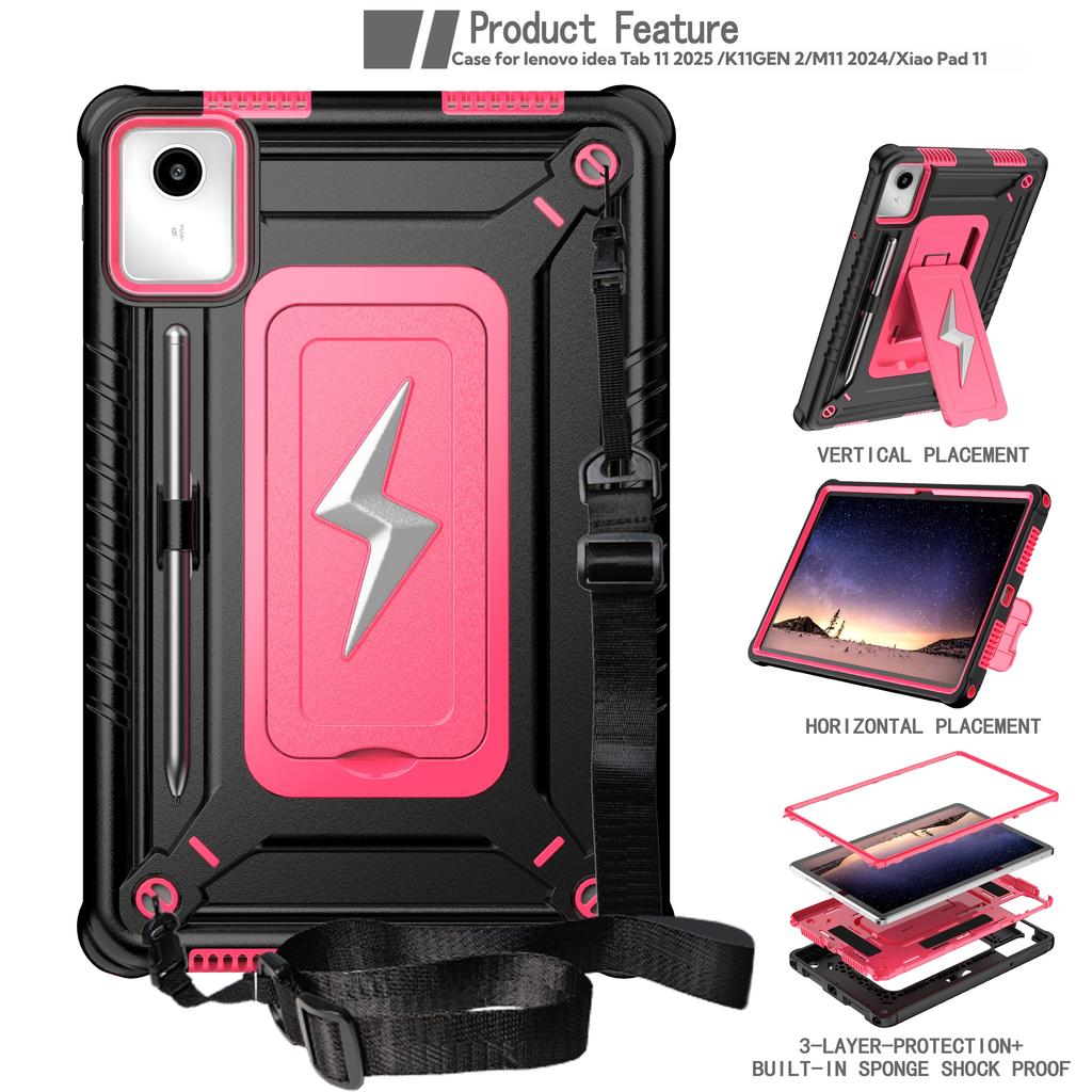 Hybrid Case for Lenovo Xiaoxin Pad 11 2025 2024 Idea Tab K11 Gen2 M11 TB335FC TB336FU TB330FU TB331FC Built-in Kickstand Cover