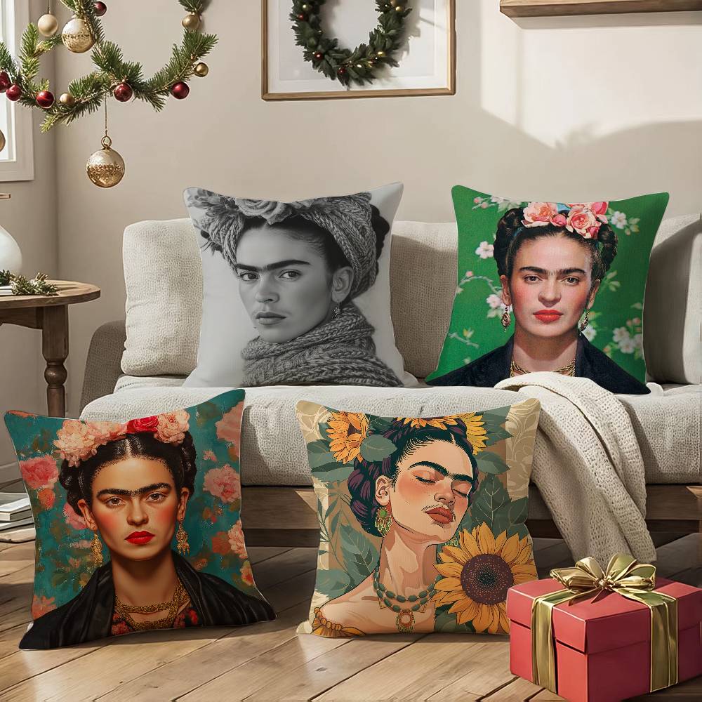 Modern Art Works Frida Kahlo-Beautiful Pillow Case Comfort Sofa Bed Silky Elegant Invisible Zipper Decorative Cushion Cover