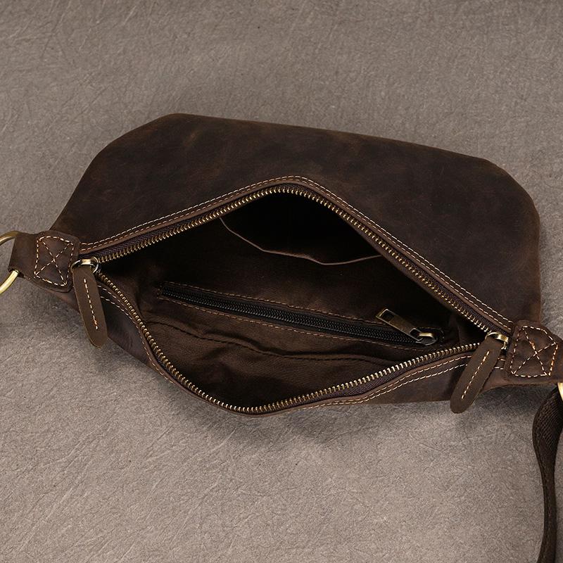 Real Leather Wait Bag Summer Outdoor Walking Bag Portable Waist Packs Crazy horse leather male fanny pack sling bag chest bag