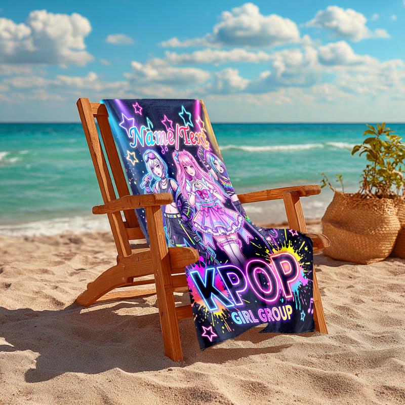 1PC Custom Name Kpop Girl Group Stars Beach Towel Highly Absorbent And Sand-Resistant Towel for Swimming, Pool, Yoga, And Travel Lightweight