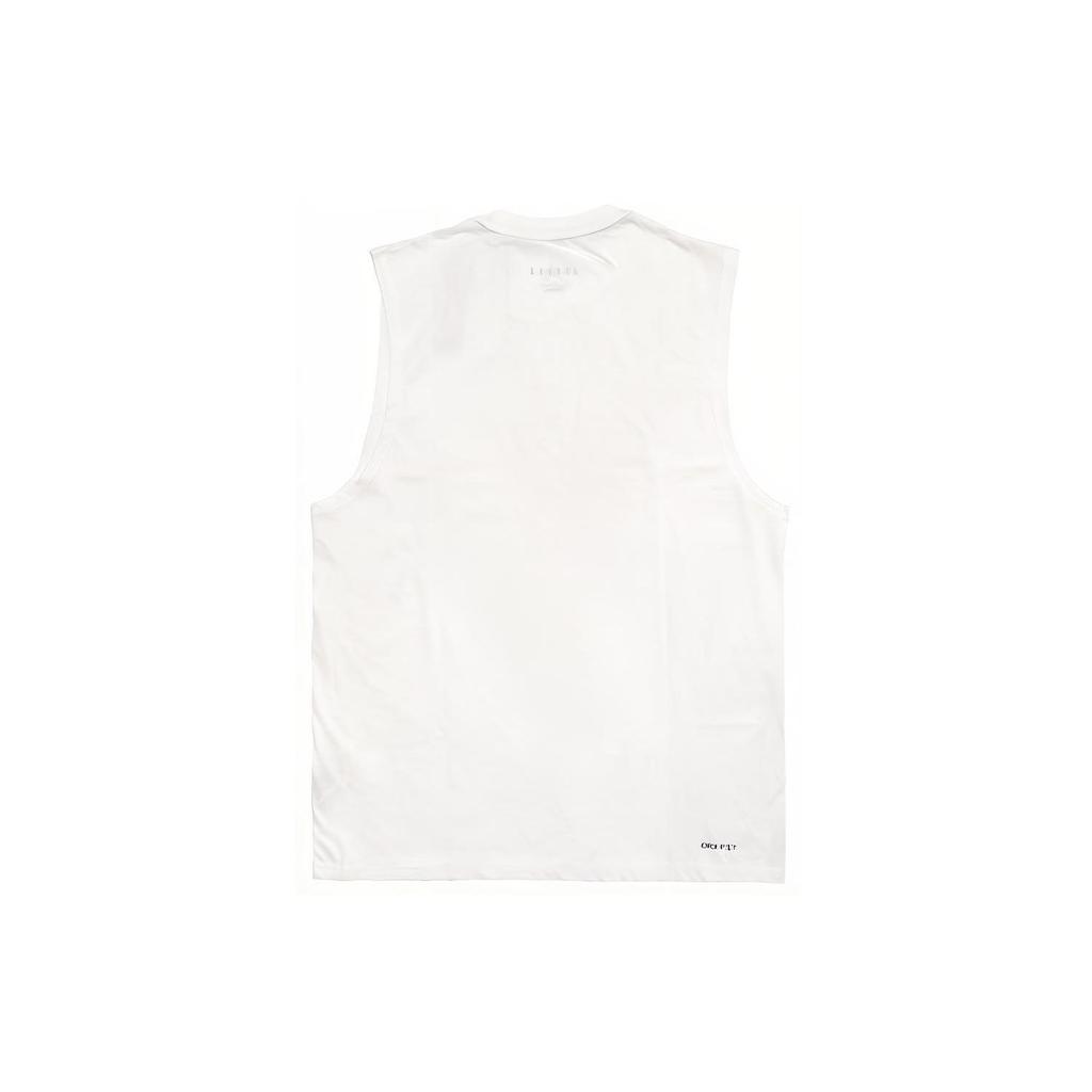 Jordan Letter Logo Velvet Print Crew Neck Heavyweight Basketball Training Sleeveless Tank Top Men Tops White DM1828-100