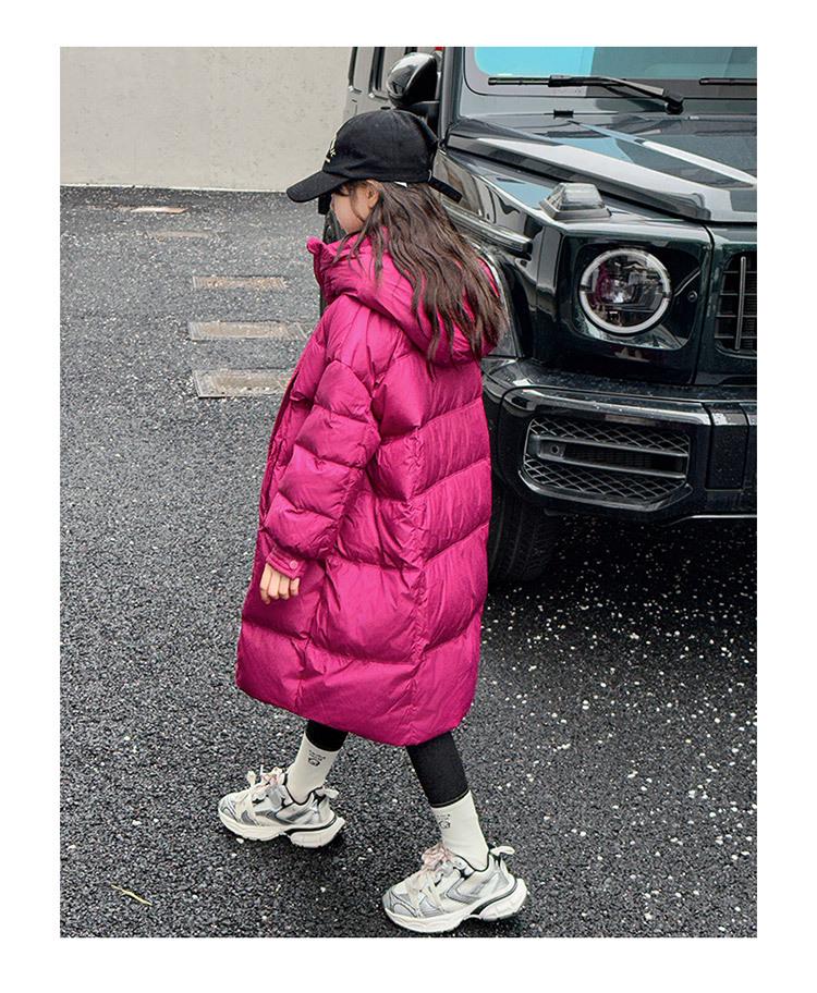 2025 Girls' Winter Fashion: Mid-Length White Duck Down Jacket, Thickened for Big Girls