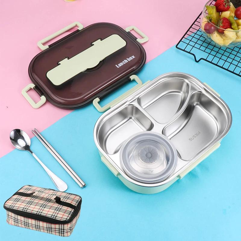 Leak-Proof Bento Box Dinnerware Set, 1300ml Food Container for Adult and Student, Stainless Steel 304, With Soup Bowl