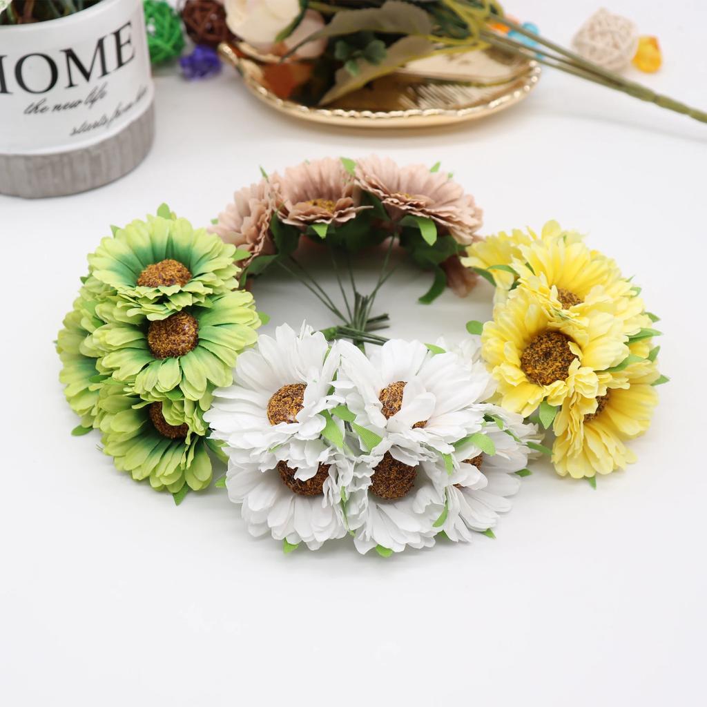 36pcs Handmade Gerbera Fashion Home Garden Bride Diy Wreath Material Wedding Banquet Decoration Artificial Flower Scissors Crown