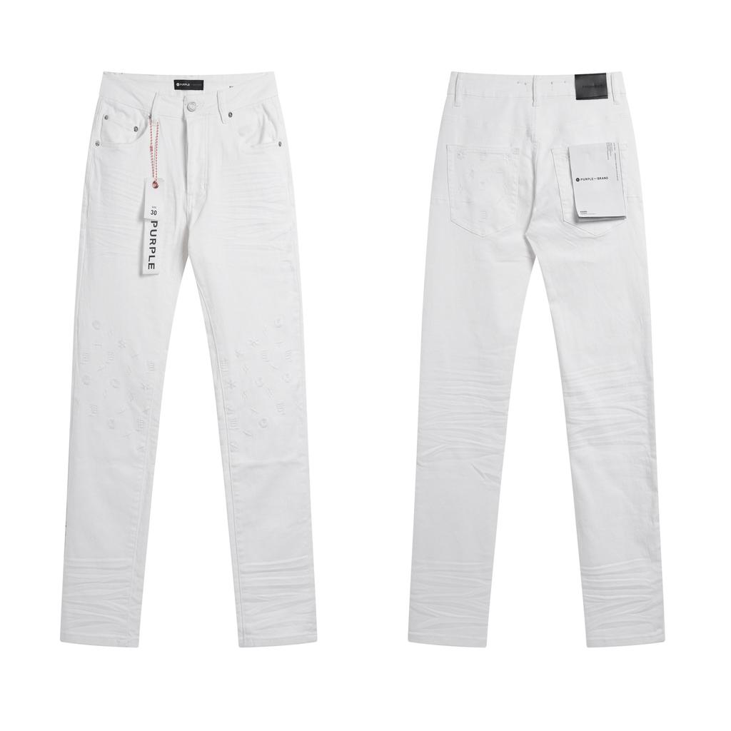 Purple Brand Ink Printing Meichao High Street Retro Ripped Casual Trend Denim Horn Pants Small Feet