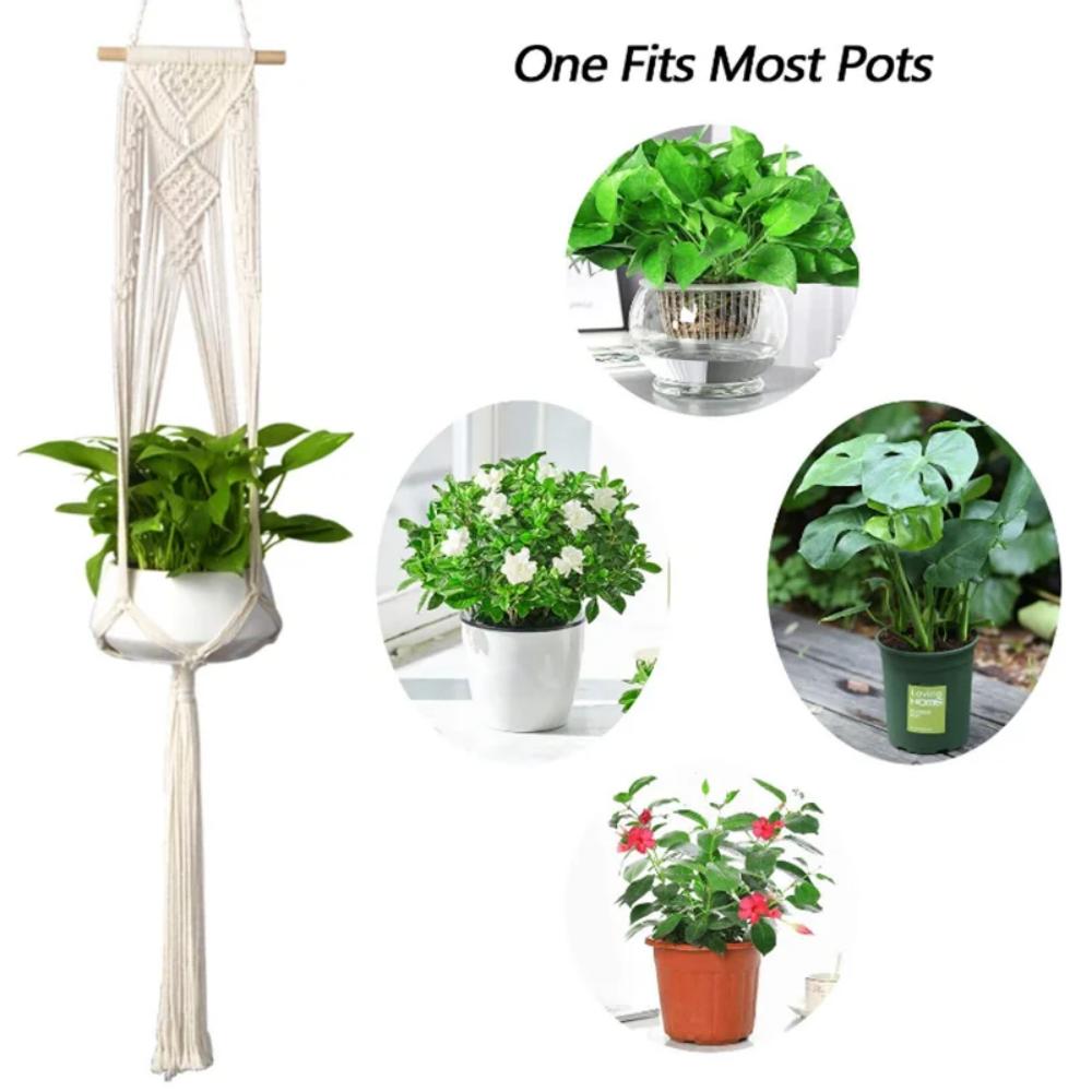 Bohemian hand-woven plant hanging basket holder, indoor and outdoor hanging plant stand, 6 different size plant hanging baskets