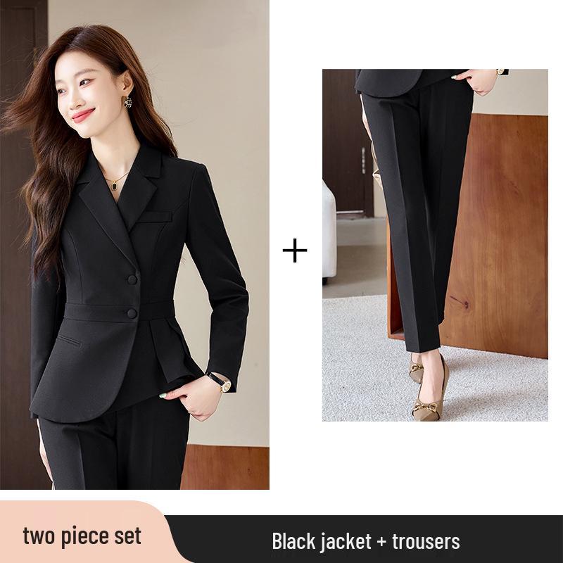 Women's Slim-Fit Ruffle Suit Set for Professional Spring Wear