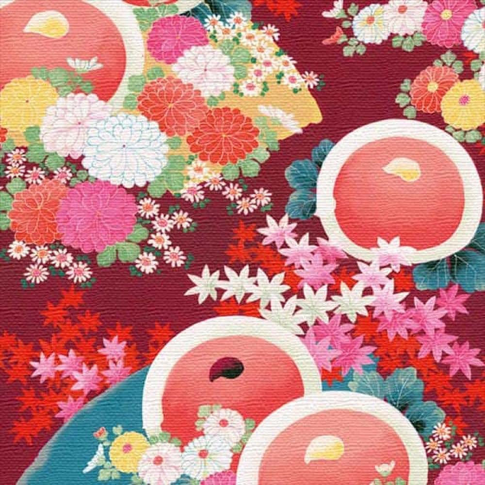 Lib Japanese Kimono Floral Art Panel 57cm Fabric Canvas Home Decor Fashion