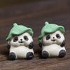Yixing Zisha Lotus Leaf Panda Tea Pet Ornament for Tea Table Decor, Handmade and Adorable