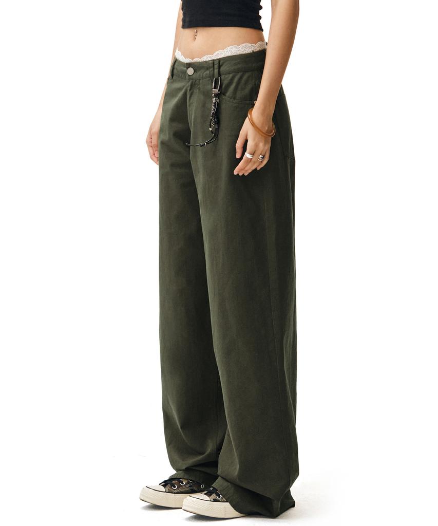 Deketeuumeon Signature Low Rise Wide Jeans Dcwpt004Khaki