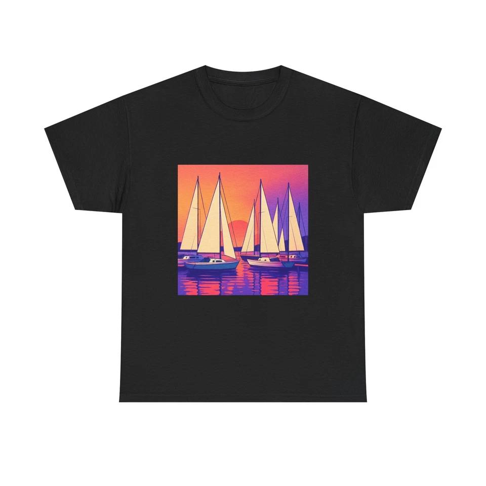 Unisex Adult T Shirt Yacht Club Sunset Gradient