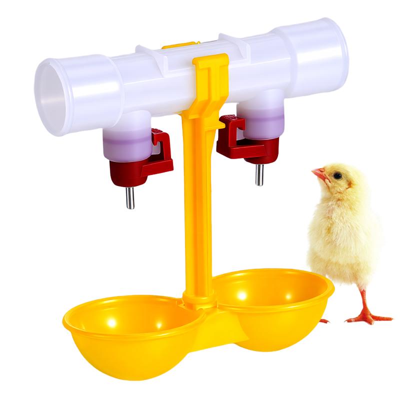 20Pcs Chicken Double Nipple Drinker Bowl Automatic Waterer Fountain Poultry Chick Drinking Hanging Cup Feeding Supplies