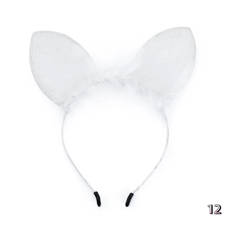 Sexy Bunny Ears And Cat Ear Rabbit Ear Hair Accessory Lace Feathe-r Headband for Women Cosplay Costume Party Headwear
