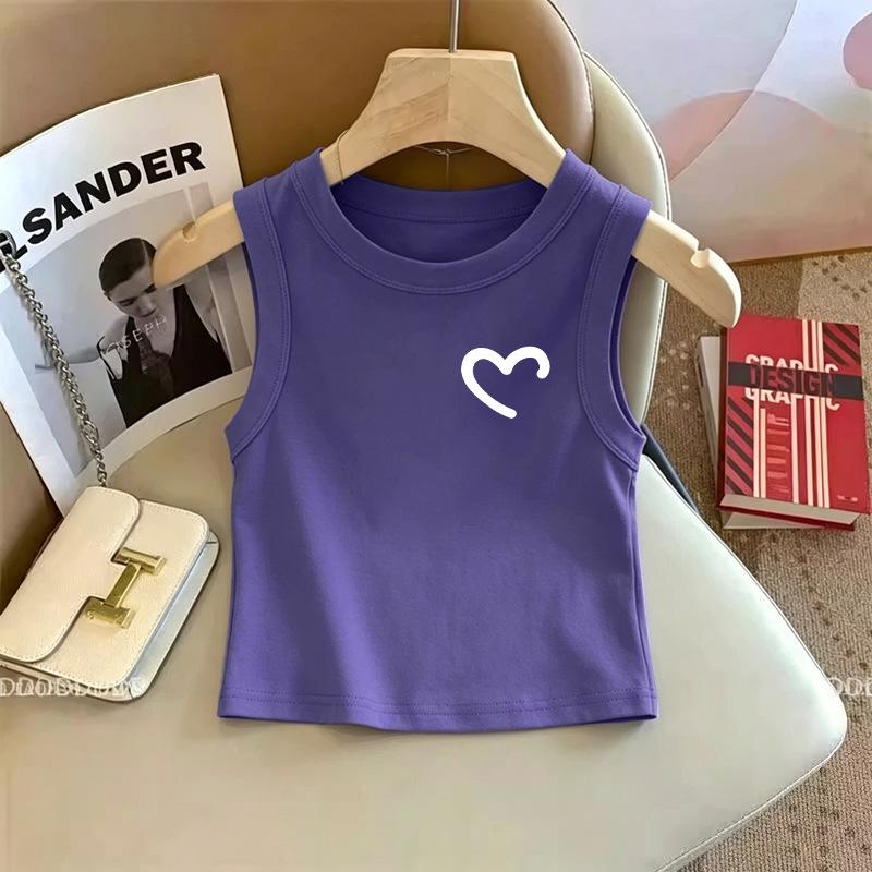Korean Style Girls' Slim Fit Sleeveless Tank Top for Summer (Ages 6-12)