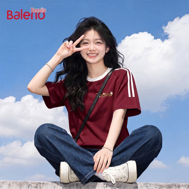 Baleno Women's American Style Patchwork Striped Cotton T-Shirt