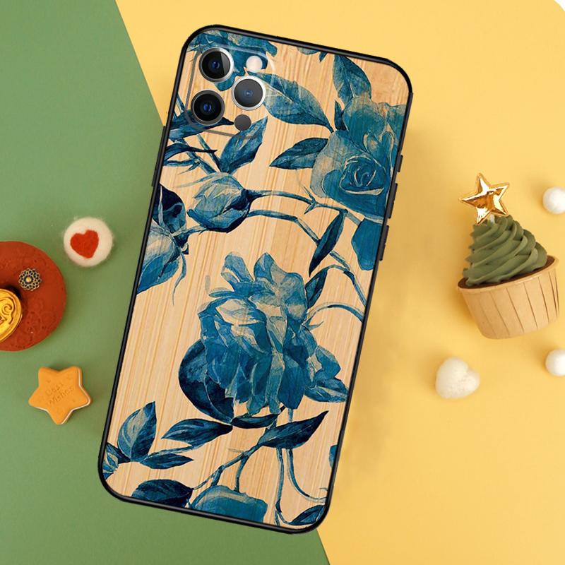Tree Flower Bamboo Wood Phone Case For iPhone 17 16 14 13 12 11 15 Pro Max 12 13 Mini 16E 17 Air Shockproof Cover