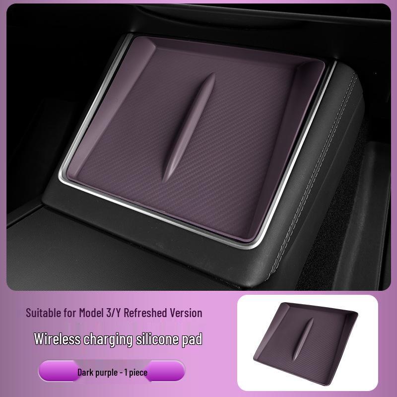 Updated Tesla Model 3/Y Center Console Silicone Wireless Charger Decor Accessory.