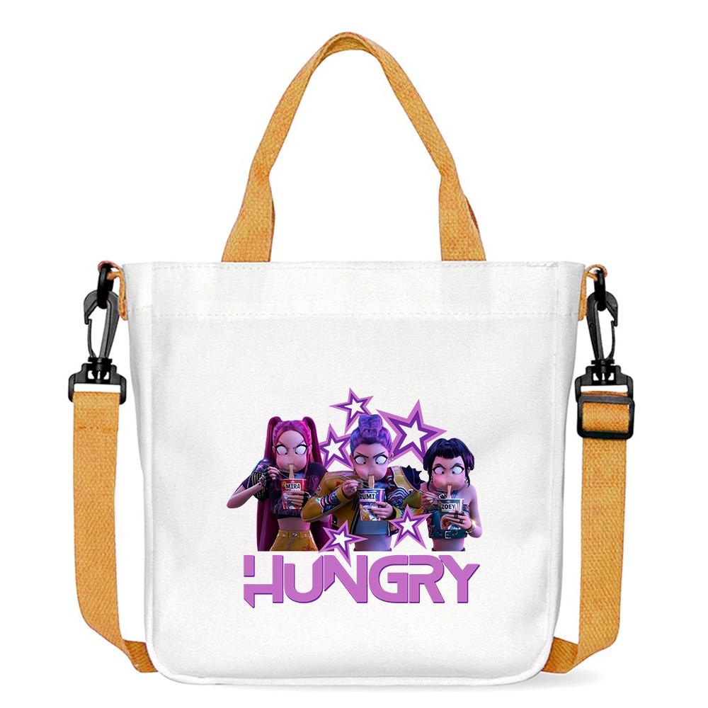 Kids Girls Kpop Hunters Derpy Rumi Zoey Mira Printed Student Lightweight Crossbody Bag Casual Canvas Shoulder Bags