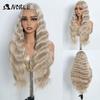 Noble Lace Front Wig Cosplay Wig Wavy 28 Inch Body Wavy Lace Part Wig For Women Brown Wig Synthetic Wig High Quality Lace Wig