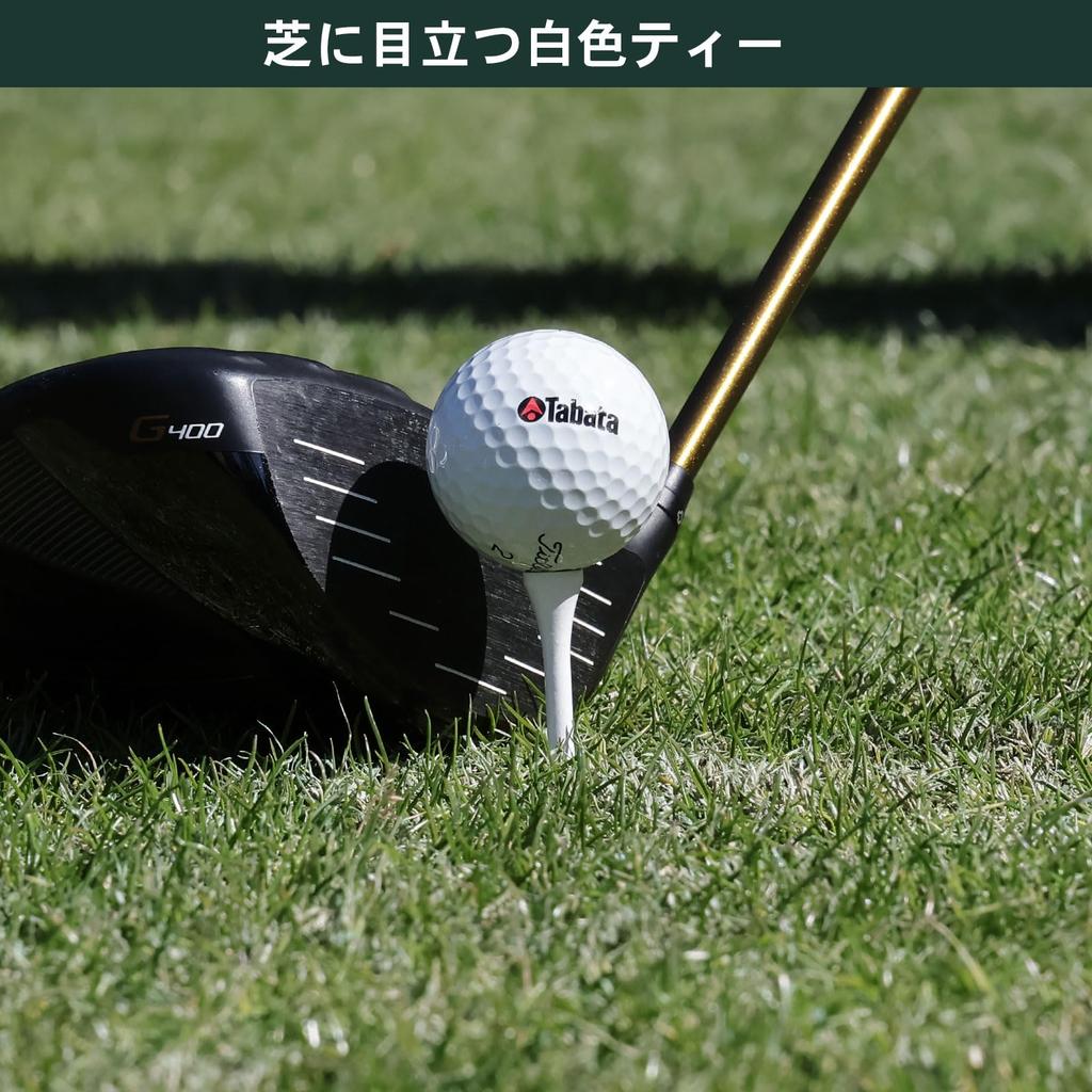 Tabata Golf Wooden Large Long GV8035 Tees, Tees, White, 60-Pack, Capacity, Tees, 70mm,