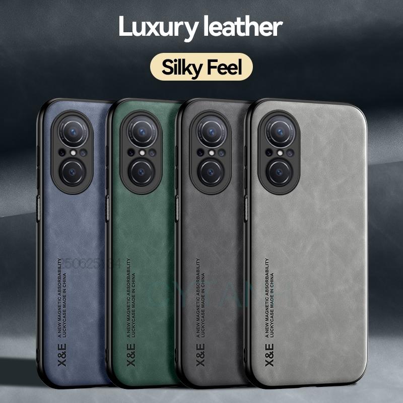For Hauwei Nova 9 Case Leather Texture Car Magnetic Holder Phone Case For Huawei Nova 9 SE Huawey Nova9se Soft Frame Back Cover