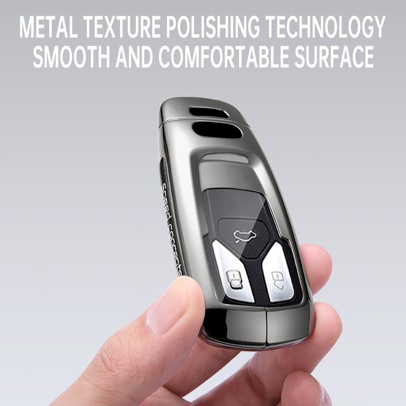 Zinc alloy Car Key Case Cover For A4 B9 A5 A6 8S 8W Q5 Q7 4M S4 S5 S7 TT TTS TFSI RS Protector Shell Fob Accessories