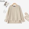 ZANZEA Women Casual Irregular Hem Loose Autumn Long Sleeve Sweatshirt