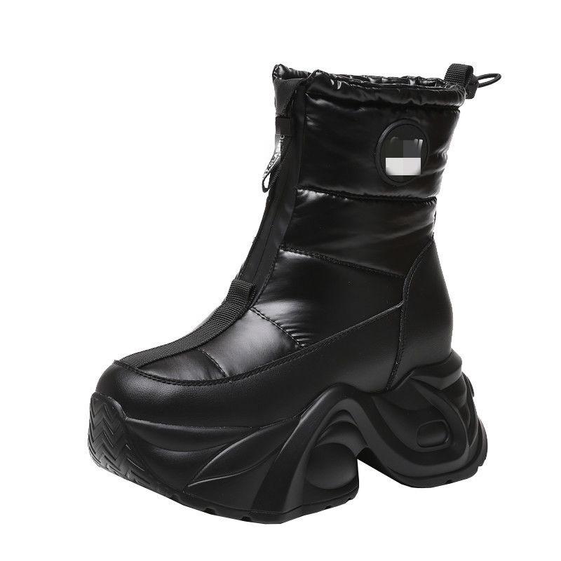 Thick-soled snow boots winter velvet thickened waterproof and non-slip year winter new large cotton boots heightened Martin boots