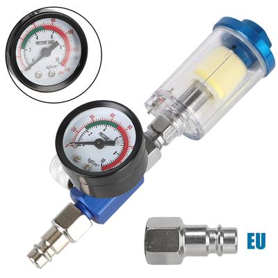 Öl-Wasser-Abscheider Filter Pneumatische Werkzeuge für Airbrush 1/4" Gewinde Luftdruckeinstellung EU-Adapter Spritzpistole Luftregler Manometer