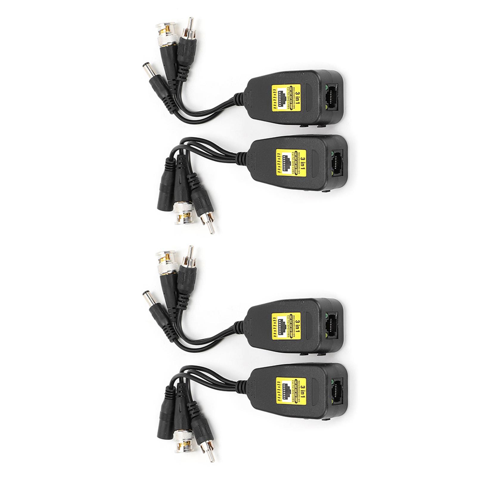 

2 пари 3-в-1 PowerVideoAudio Balun Роз єм Передавач 8MP CVi AHd TVi CVBS