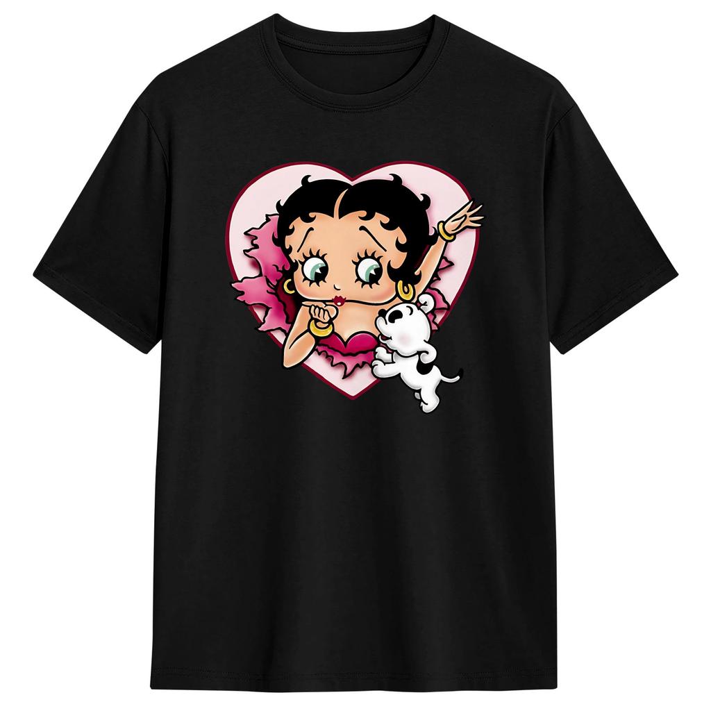 Oversized TShirt Summer Bettys Boop Hip Hop TShirts Cotton Tee Shirt for Unisexs YK Funny Short Sleeve Tees