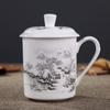 Jingdezhen Bone China keramiske store kopper med lokk drikkekar Porselenskrus møtegave Kontorkrus ca 500ml