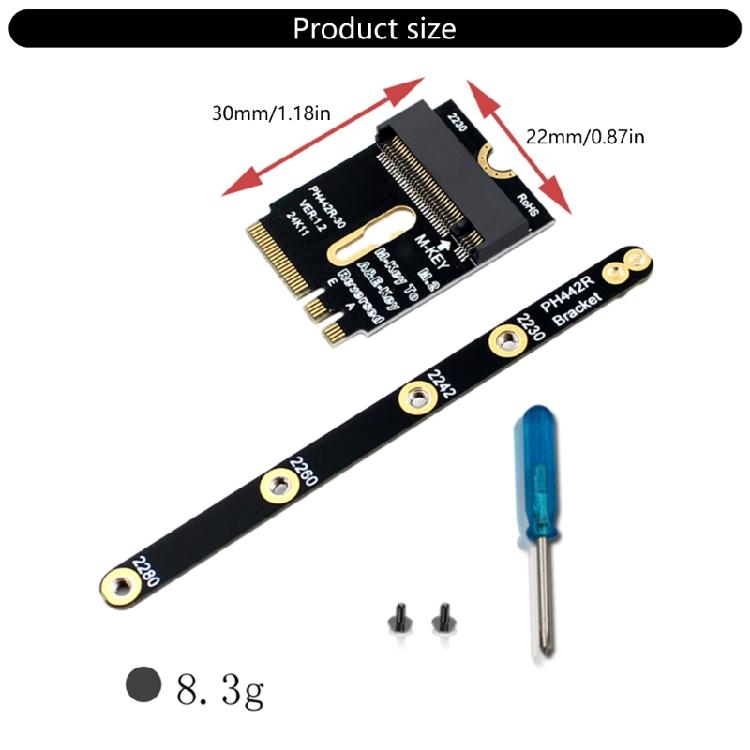 M.2 Key A+E To NVME  Adapter PCIE4.0 For 2230 2242 2260 2260 2280 Risers Card  Installation with Bracket