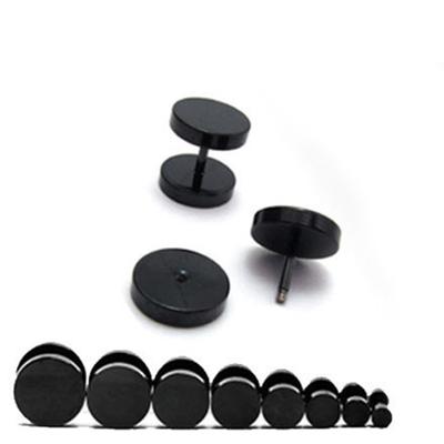 1 Paar Coole Punk-Ohrstecker aus schwarzem Edelstahl für Männer, rund, 3 mm – 14 mm