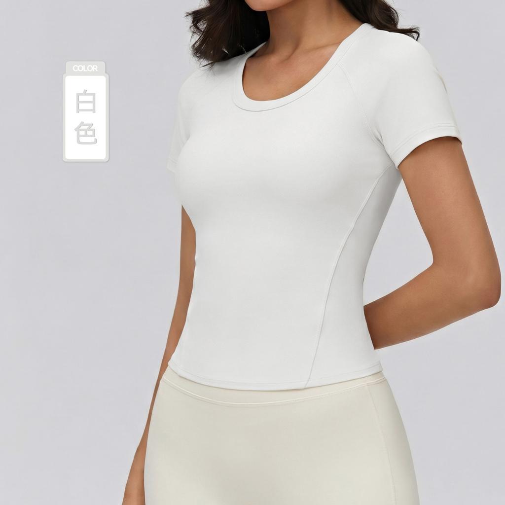 New yoga short-sleeved women's elastic and comfortable casual sports t-shirt skin-friendly breathable Pilates training fitness top