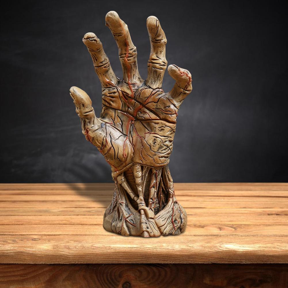 Sculpture de Main en Résine Sculpture de Main de Zombie Décoration d'Halloween Figurine de Démon en Résine Ornement de Bureau Statuette Décoration de Maison