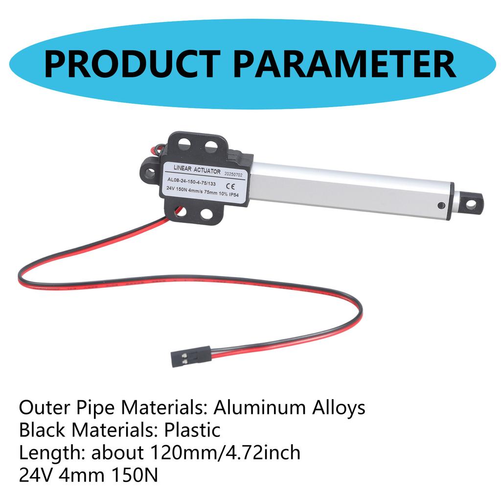 Small Electric Linear Actuator 24V Low Noise Short Circuit Protection Telescopic Small Motion Actuator Easy to Use
