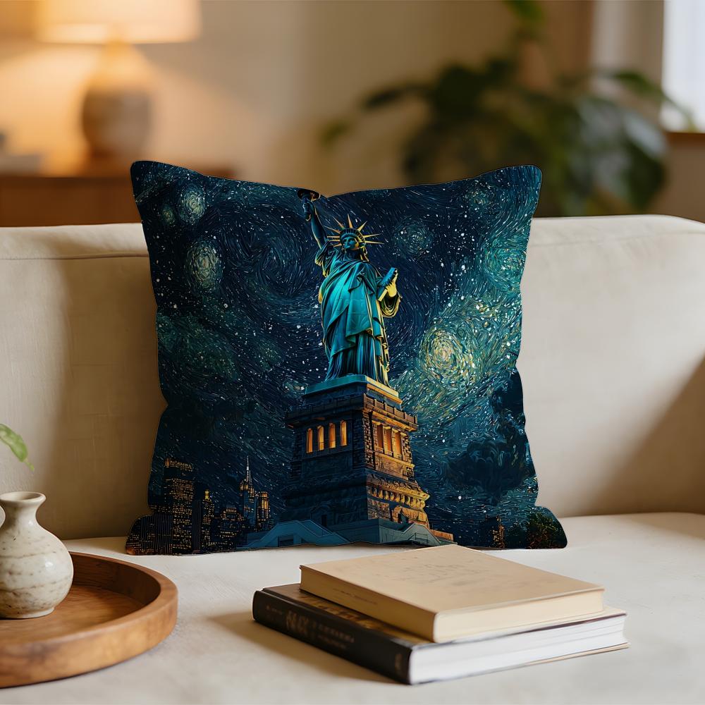 ART GGoddess of LLiberty Cushion Cover Short plush pillowcase for bed sofa carwashable