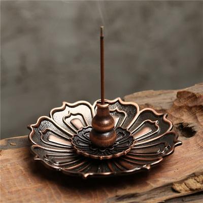 1 Set Alloy Incense Burner Lotus Base Plug Small Incense Stick Holder Home Office Decor Classical Coil Aroma Censer