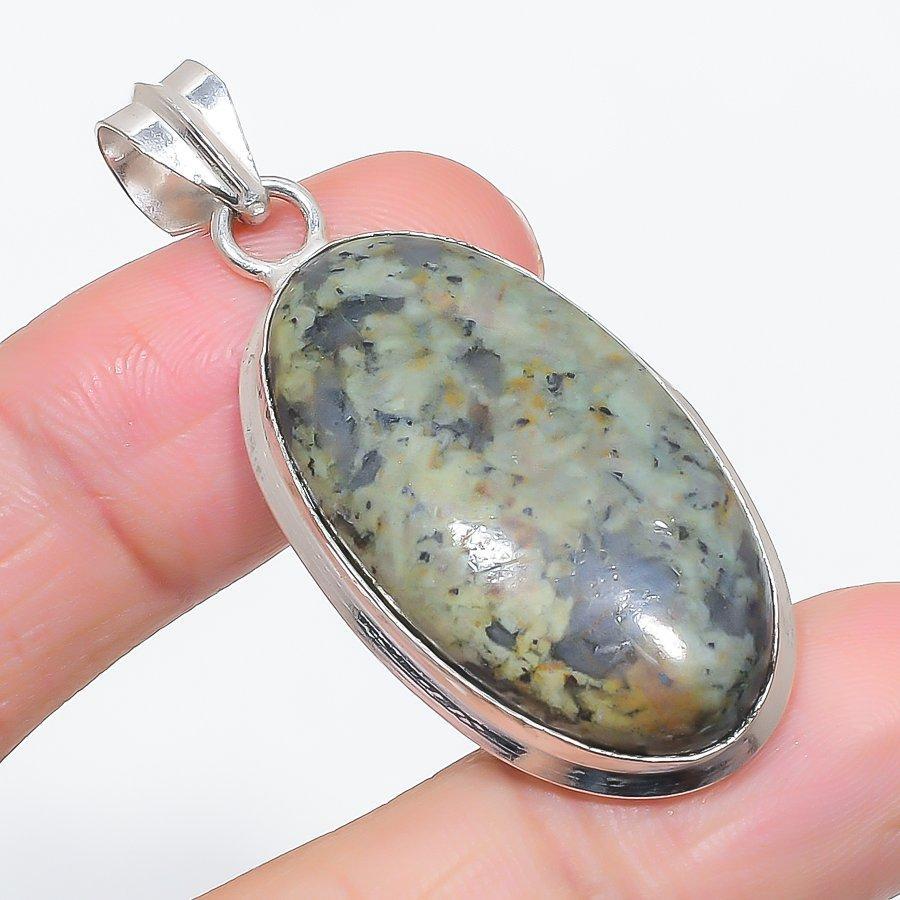 Natural Tibetan Turquoise 925 Sterling Silver Jewelry Pendant 2.05" C2p35