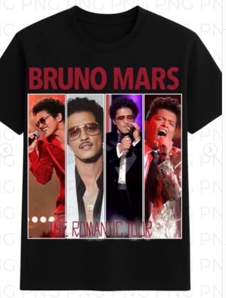 

Bruno Mars RoUnisextic Tour Edition Rose Print Tshirt for Unisex and Women Singer Album Shortsleeved Casual Shirt Gift L