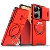 Magnetic Metal Ring Stand Armor Case For Xiaomi Redmi Note 13 5G Note13 Pro 4G 14S Slide Push Window Lens Protection Phone Cover